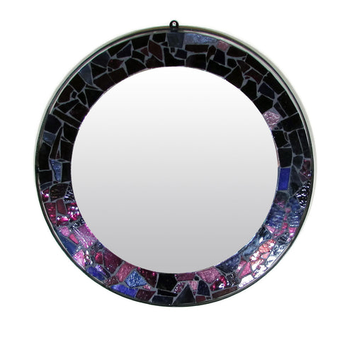 Purple Mosaic Round Mirror