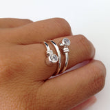 Curly CZ Ring - White