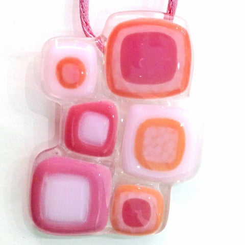 Abstract Squares Pendant - Pink