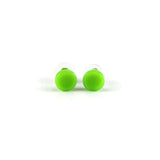 Glass Circle Studs - Lime Green