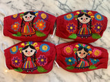 Reusable Embroidered FaceMasks - "Maria" Dolls