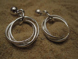 3 Rings Silver Earrings