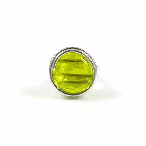 Infinity Glass Ring - Yellow Crystal