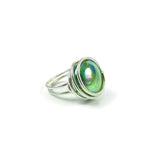 Infinity Glass Ring - Green Crystal Iridiscent