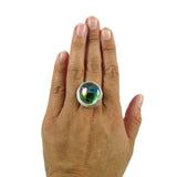 Infinity Glass Ring - Green Crystal Iridiscent