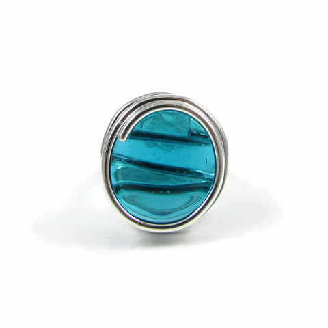 Infinity Glass Ring - Aqua