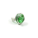 Infinity Glass Ring - Green Crystal