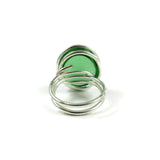 Infinity Glass Ring - Green Crystal