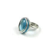 Infinity Glass Ring - Sky Blue Crystal