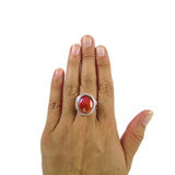 Infinity Glass Ring - Coral Iridescent