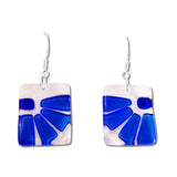 Lama Flower Glass Earrings in Navy