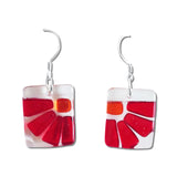 Lama Flower Glass Earrings in Red