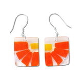 Lama Flower Glass Earrings in Orange