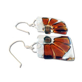 Lama Flower Glass Earrings in Amber Side View