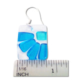 Lama Flower Glass Earrings in Aqua showing measurement