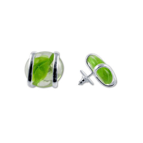 Parallel Earrings - Green Stripe