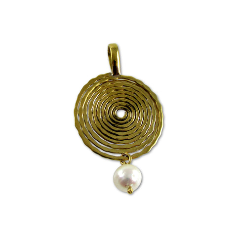 Hammered Spiral Pearl Pendant