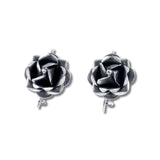 Oxidized Rose Earrings - Medium