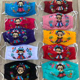 Reusable Embroidered Kid's Sized FaceMasks - "Maria" Dolls