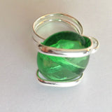 Parallel Glass Ring - Green Crystal