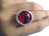 Infinity Glass Ring - Red Crystal