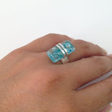 Wrap Blown Glass Ring - Aqua