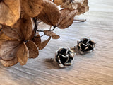 Oxidized Rose Earrings - Small