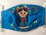 Reusable Embroidered FaceMasks - "Maria" Dolls