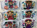 Reusable Embroidered FaceMasks - "Maria" Dolls