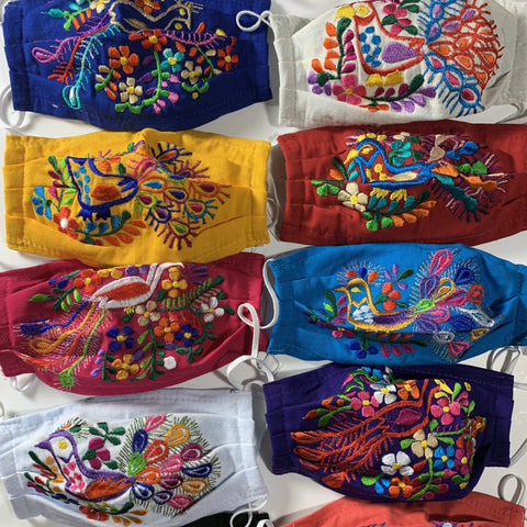 Reusable Embroidered FaceMasks - Peacocks