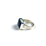 Square Blown Glass Ring - Blue