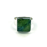 Square Blown Glass Ring - Green