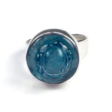 Round Blown Glass Ring - Aqua