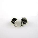 Oxidized Rose Earrings - Medium