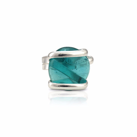 Parallel Glass Ring - Aqua Crystal