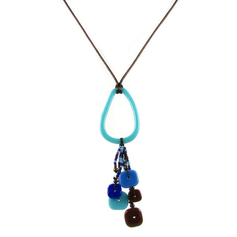 Chaquiras Glass Necklace - Aqua