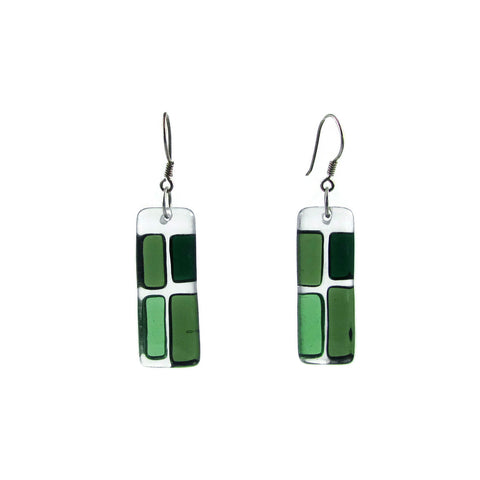 Cobblestones Glass Earrings - Green