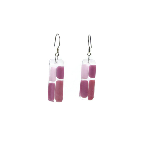 Cobblestones Glass Earrings - Pink