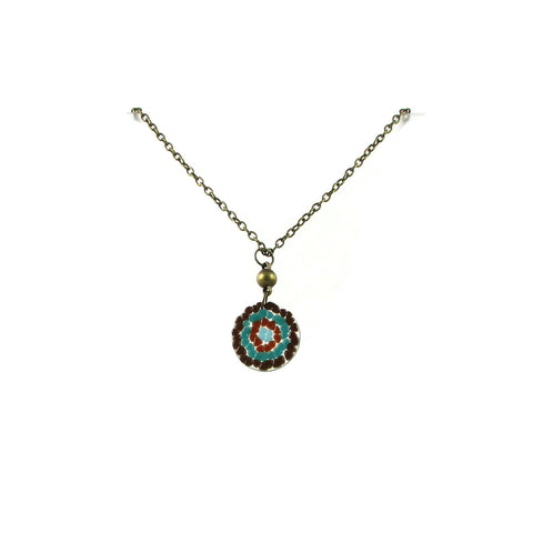 Mosaic Medallion Necklace - Blue