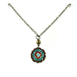 Mosaic Medallion Necklace - Brown & Blue