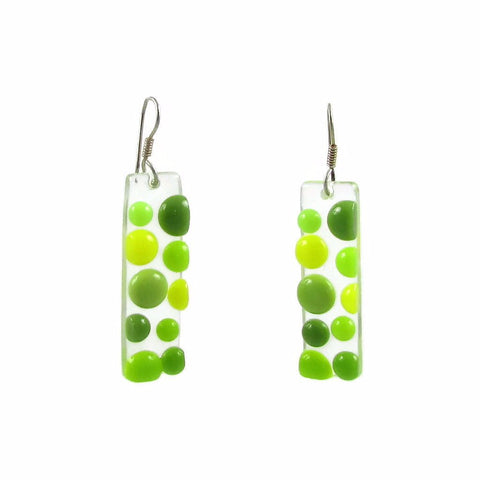 Bubbles Glass Earrings - Lime Green