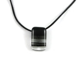 Handmade fused glass mini pendant Ombre with black lines in different thickness
