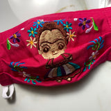 Reusable Embroidered Kid's Sized FaceMasks - Frida