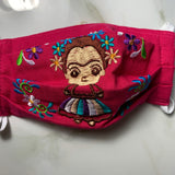 Reusable Embroidered Kid's Sized FaceMasks - Frida