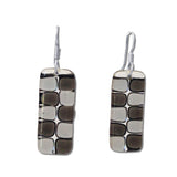 Checkerboard Glass Earrings - Navy