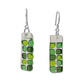 Checkerboard Glass Earrings - Lime