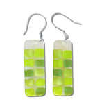 Checkerboard Glass Earrings - Green