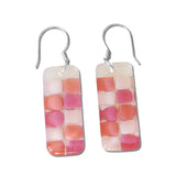 Checkerboard Glass Earrings - Pink