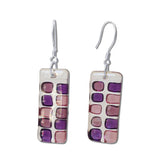 Checkerboard Glass Earrings - Pink