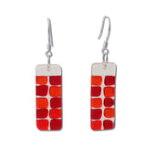 Checkerboard Glass Earrings - Lime